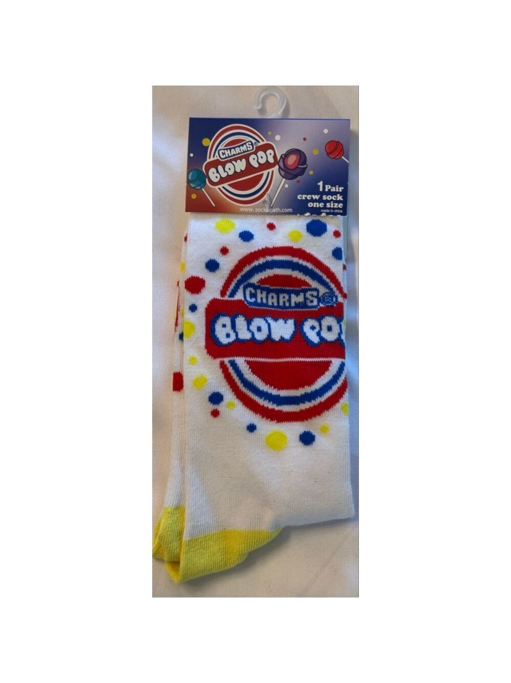 Women's Charms Blow Pop White Red Blue Yellow Crew Socks One Size